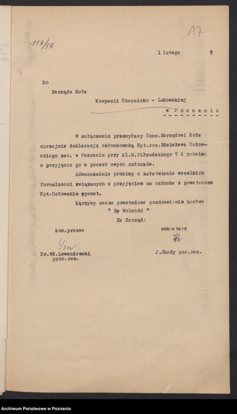 image.from.unit.number "Poznań - Kompania Obornicko - Ludomska akta koła."