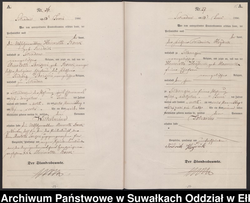 image.from.unit.number "Geburts-Haupt-Register des Königlich Preussischen Standes-Amtes Schaden Kreis Sensburg"