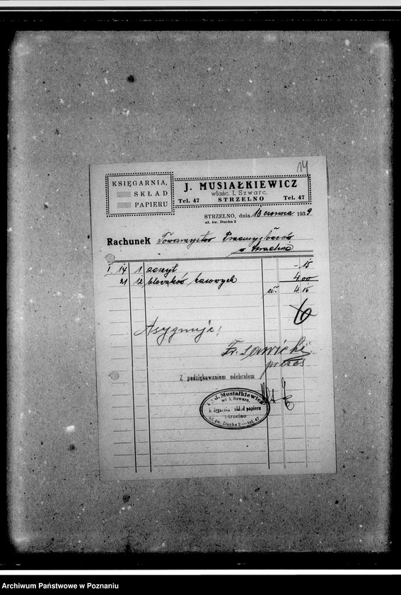 Obraz 19 z jednostki "Lista składek członkowskich Towarzystwa Przemysłowców w Strzelnie. Rachunki, pokwitowania"