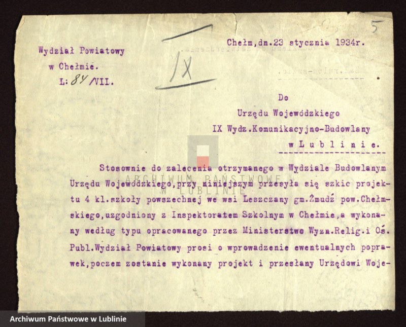 image.from.unit.number "[Projekt 4- klasowej szkoły powszechnej w Leszczanach, pow. chełmski]"