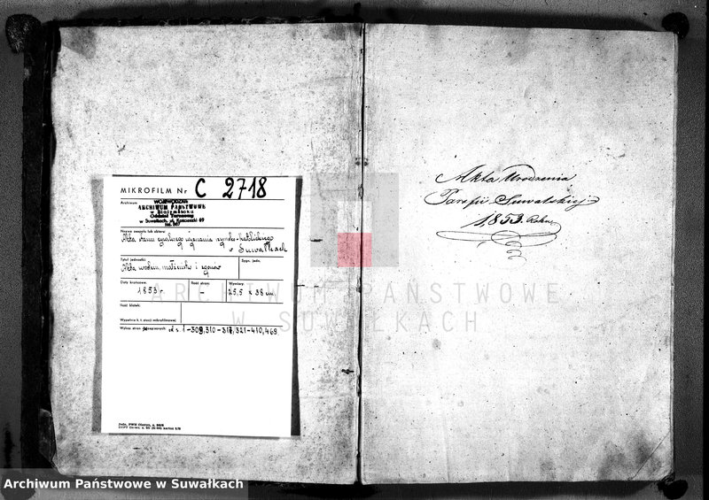 image.from.unit.number "Duplikat akt urodzeń, małżeństw i zgonów wyz. rzym. - kat. W Suwałkach 1853 r."