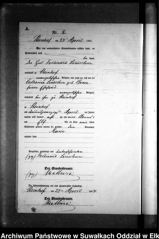 image.from.unit.number "Geburts-Neben-Register des Preussischen Standes-Amtes Gr. Strengeln Kreis Angerburg"