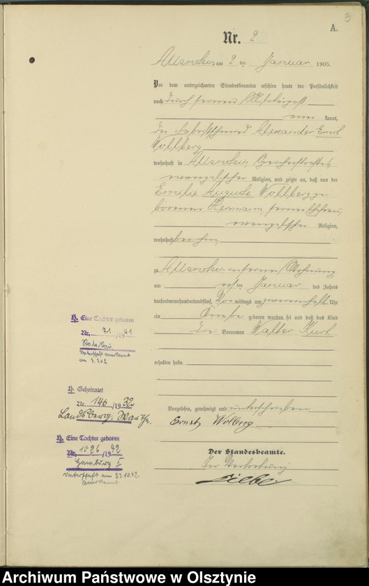 image.from.unit.number "Geburts-Haupt-Register Tom I, Nr 1- 398"