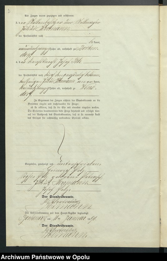 Obraz 6 z jednostki "Heiraths-Neben-Register des Standesamts Borkendorf pro 1891"