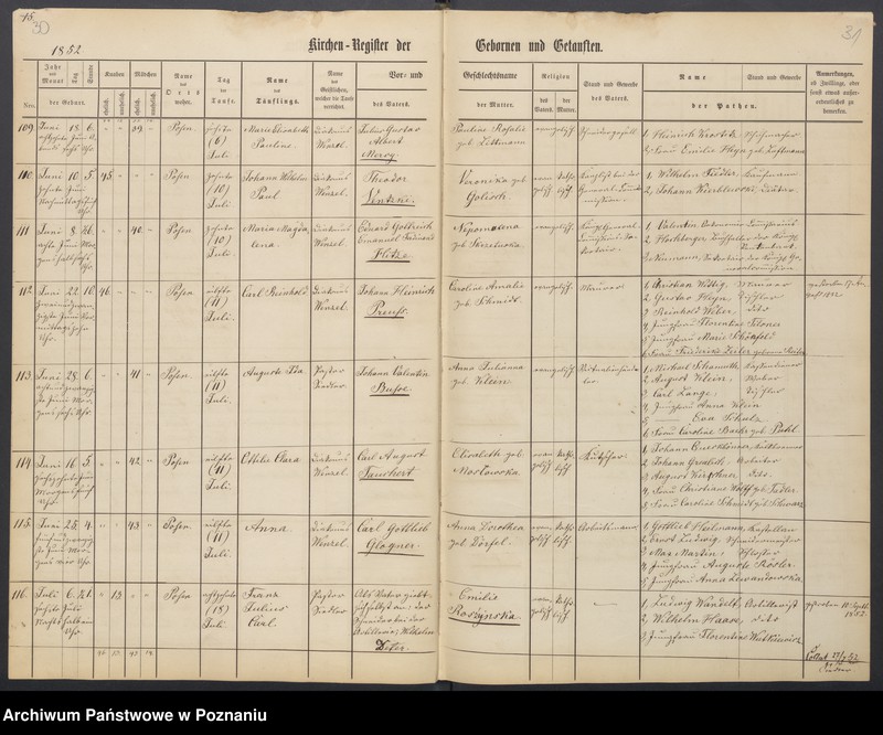 Obraz 18 z jednostki "Duplikat der Register der Gebornen, Getauften, Getrauten und Verstorbenen"