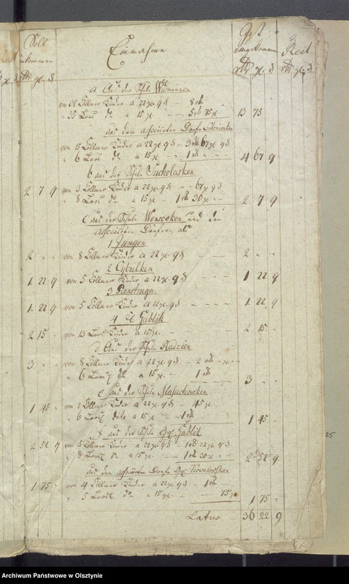 image.from.unit.number "Schul-Cassen Rechnung des Kirchspiels Widminnen"