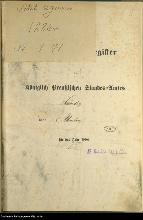image.from.unit.number "Sterbe-Haupt-Register Nr 1 - 71"