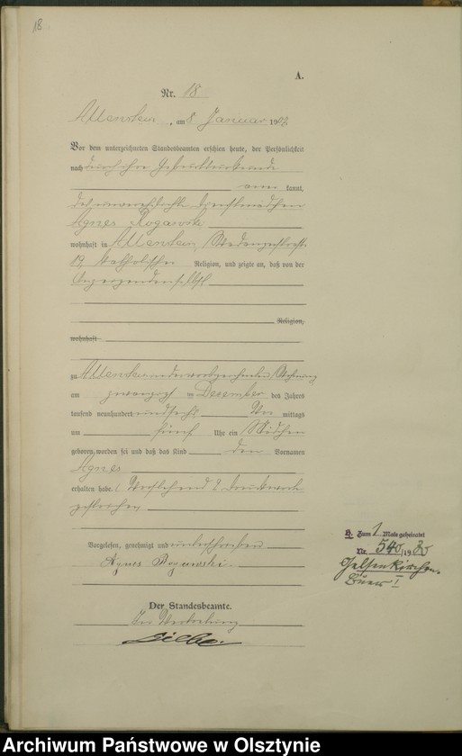 image.from.unit.number "Geburts-Haupt-Register Tom I, Nr 1-399"