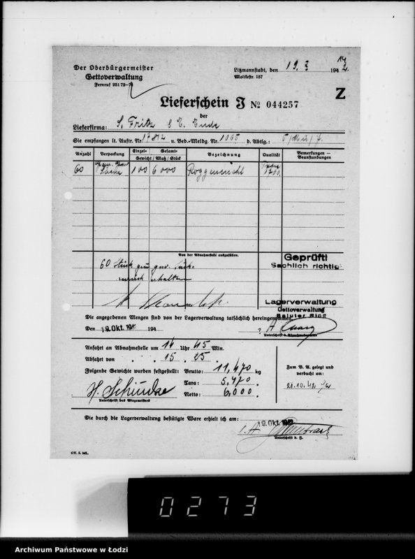 Obraz 18 z jednostki "Aufträge, [Lieferscheinen und Rechnungen] 17811-17860 [Dostawa żywności do Getta]"