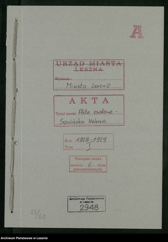 Obraz 2 z jednostki "[Sowińska Helena - akta osobowe]"