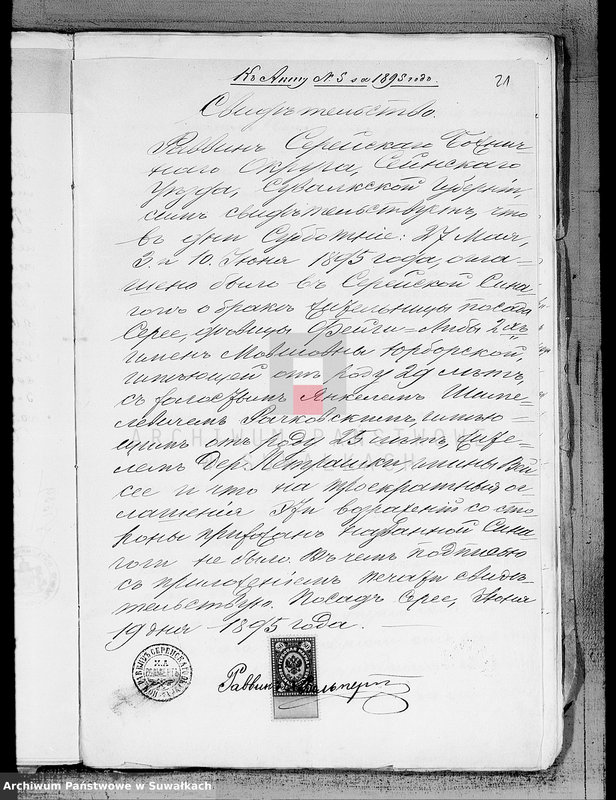 image.from.unit.number "Dokumenty o brakososčetavšichsja Evrejach w Serejskom Božničnom Okruge za 1895 god"