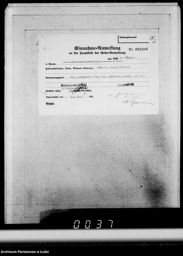 Obraz 6 z jednostki "Konto 00, Kom 1-65 [Zamówienia i rachunki za meble biurowe i sprzęty domowe]"