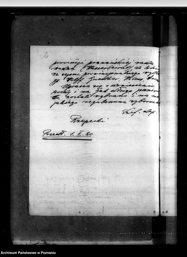 Obraz 6 z jednostki "Sprawy prawne projekty ustaw, rozporządzeń i uzasadnień przedkładanych do aprobaty p. Ministrowi b. Dzielnicy Pruskiej"
