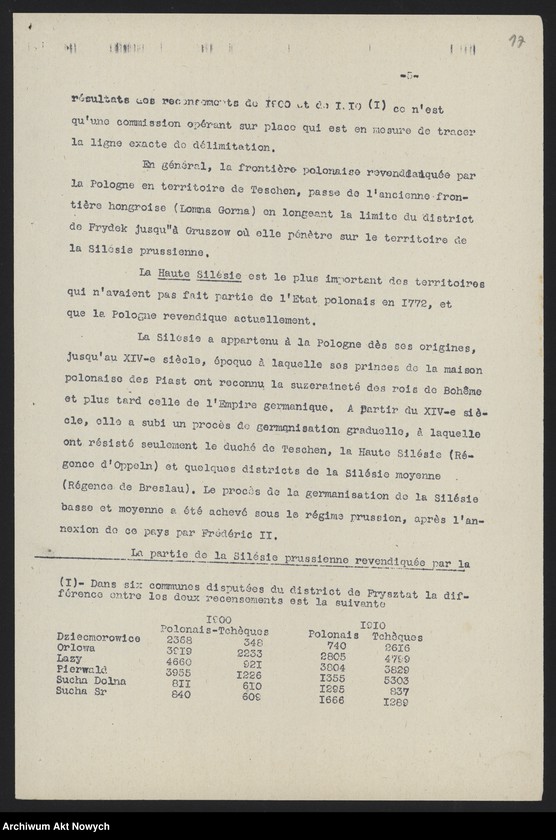 image.from.unit.number "Memoriały, dotyczące terytorium i granic Polski, m.in. złożonej przez R. Dmowskiego na Konferencji Pokojowej; 5 map, m.in. z linią Komisji I. Cambon
