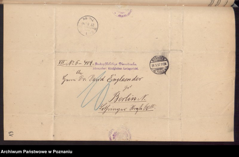 Obraz 15 z jednostki "Die von den Verlobten beigebrachten Urkunden zur Eheschliessung pro 1897"