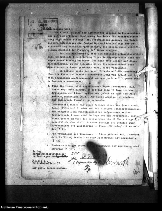 Obraz 12 z jednostki "Wohnungszuweisungen für Deutsche. Verdrängung der Polen."