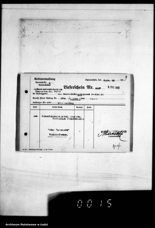 Obraz 13 z jednostki "[Dowody dostawy umundurowania dla] Heeresbekleidungsamt Berlin II"