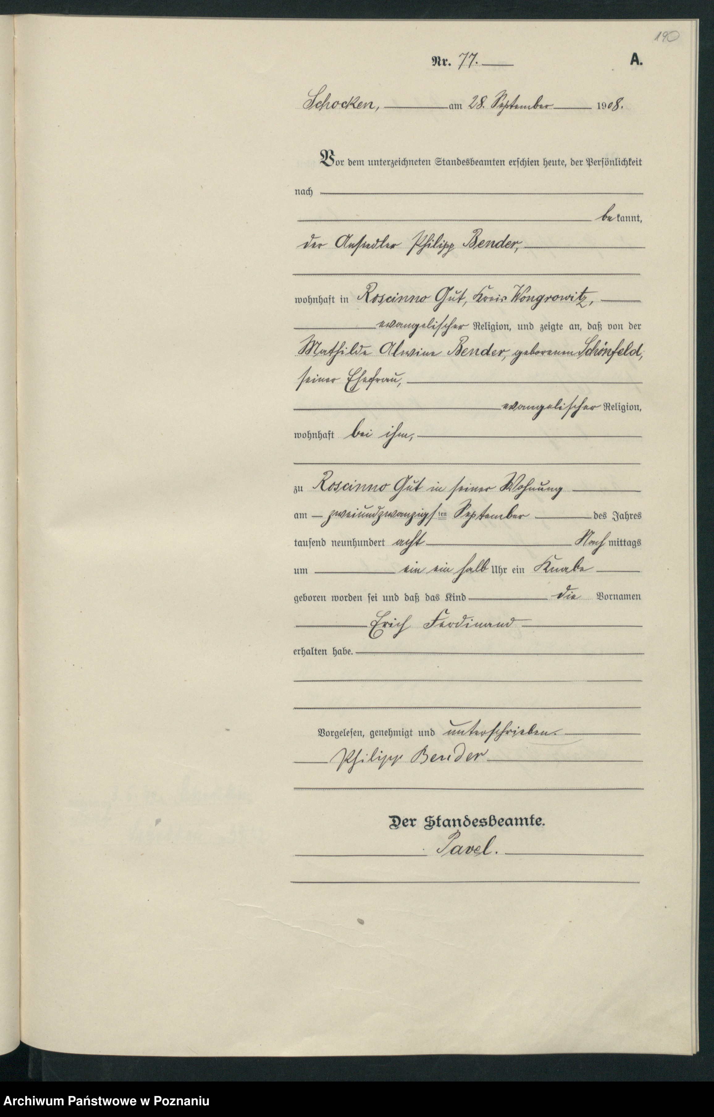 Skan z jednostki: [Rejestr główny urodzeń]