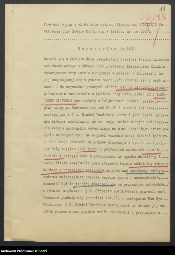 Obraz 13 z jednostki "Josyf Aron Gliksman, Hersz Lajb Gliksman- wyrób i sprzedaż manufaktury"