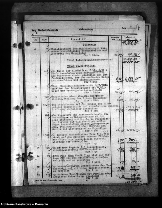 Obraz 11 z jednostki "Entwurt für die Entwässerungsanlage der Reichsbedienstetensiedlung am Rosenweg in Schieratz"