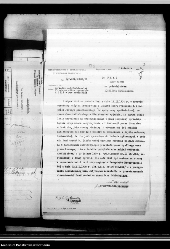 Obraz 11 z jednostki "/Sprawy przewłaszczenia nieruchomości Szubin wieś powiatu szubińskiego na rzecz J. Łubińskiego własność Elzy Rosen"