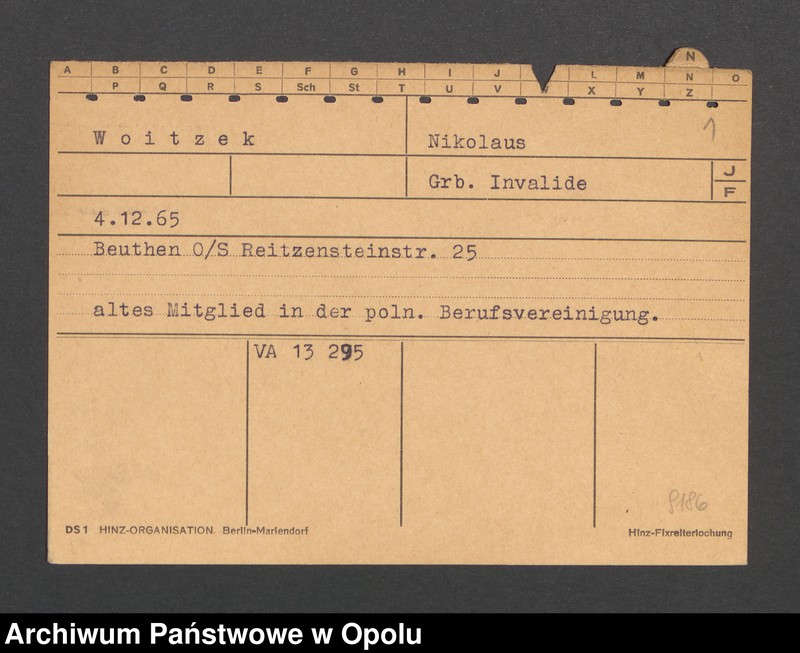 Obraz 3 z jednostki "[Woitzek Nikolaus, ur. 4.12.1865, zam. Beuthen]"