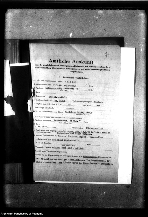Obraz 11 z jednostki "[Akta personalne wychowanki Ruth Else Mager, ur. 3 XI 1937]."