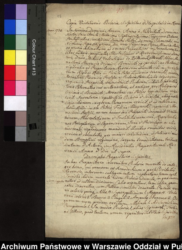 image.from.unit.number "Kopia wizytacji kościoła i szpitala Św. Ducha w Rawie przeprowadzonej przez opata płockiego Walentego Michała Żółtowskiego i prepozyta wyśmierzyckiego Ludwika Woźnickiego OSB"