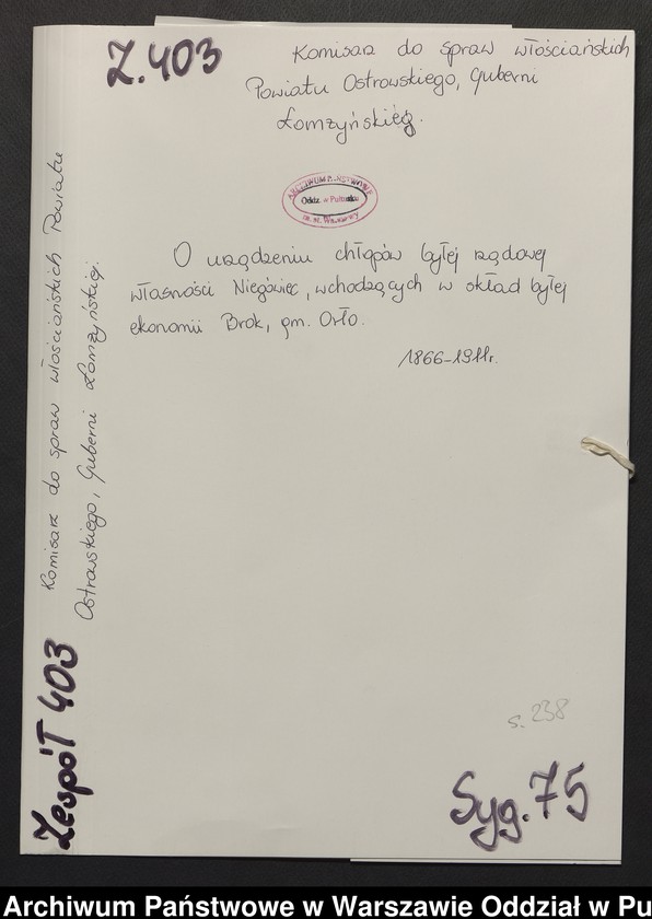 image.from.unit.number "O urządzaniu chłopów byłej rządowej własności Niegówiec, wchodzących w skład byłej ekonomi Brok, gm.Orło"