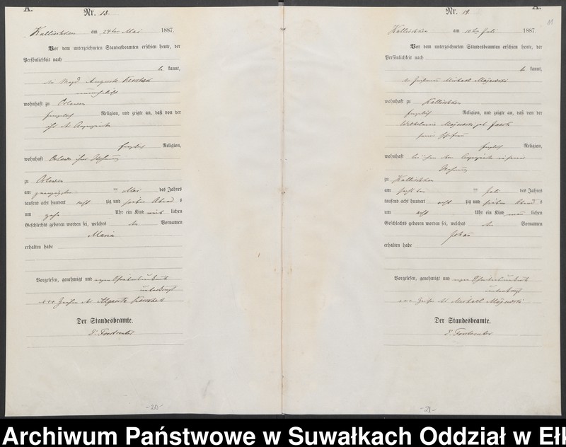 image.from.unit.number "Geburts-Haupt-Register des Königlichen Preussischen Standes-Amtes Kallischken Kreis Johannisburg"