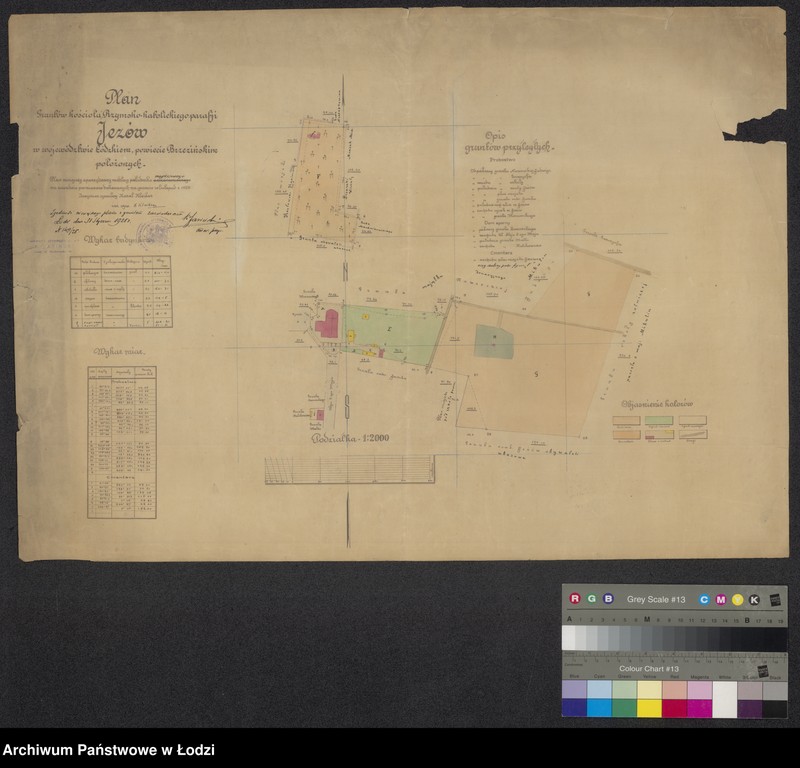 Obraz 1 z jednostki "Plan gruntów kościoła Rzymsko-katolickiego parafii Jeżów ..."