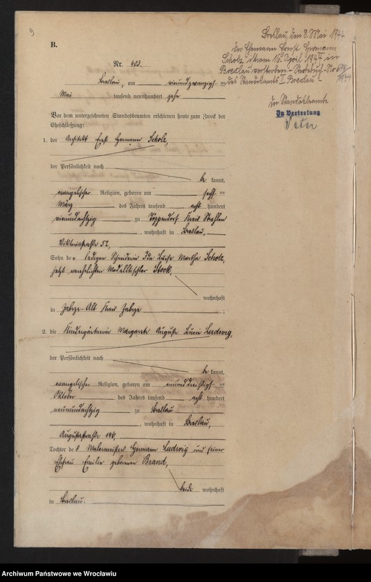 image.from.unit.number "Heiraths-Haupt-Register Breslau II 1910 Band 3"