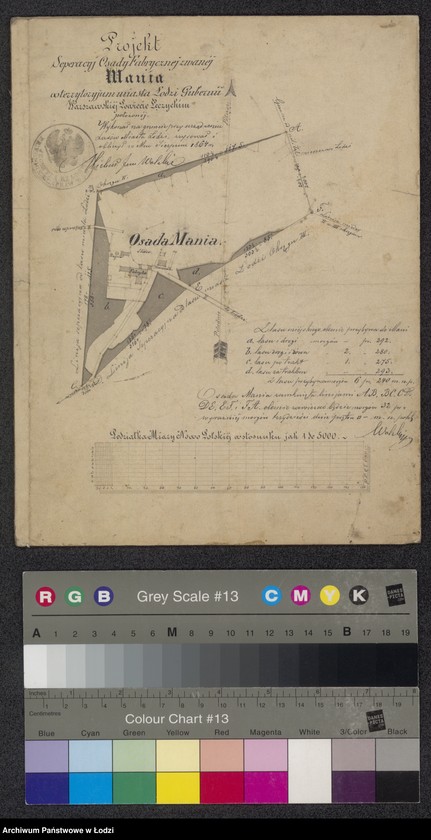 Obraz 1 z jednostki "Projekt Separacyj Osady Fabrycznej zwanej Mania w terytorium miasta Łodzi Gubernii Warszawskiej Powiecie Łęczyckim położonej"