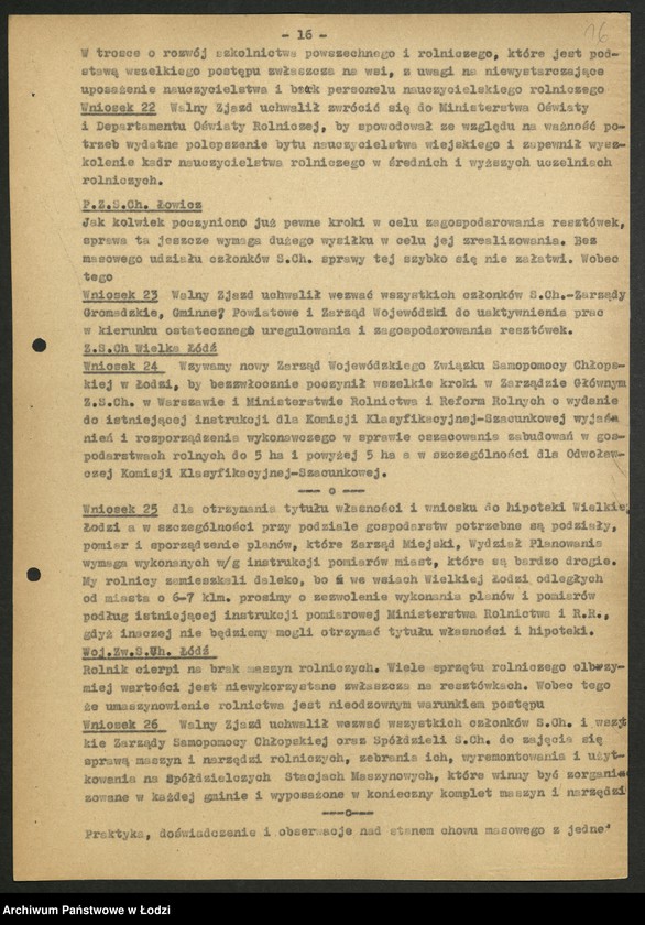 Obraz 17 z jednostki "Związek Samopomocy Chłopskiej-sprawozdania [inspektoratów, referatów, komisji] Zarządu Wojewódzkiego [oraz protokoły ze zjazdów wojewódzkich i okręgowej konferencji rolniczej]"