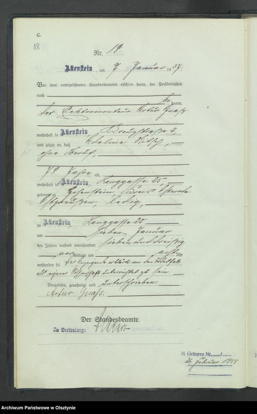 image.from.unit.number "Sterbe-Haupt-Register Tom I, Nr 1-351"