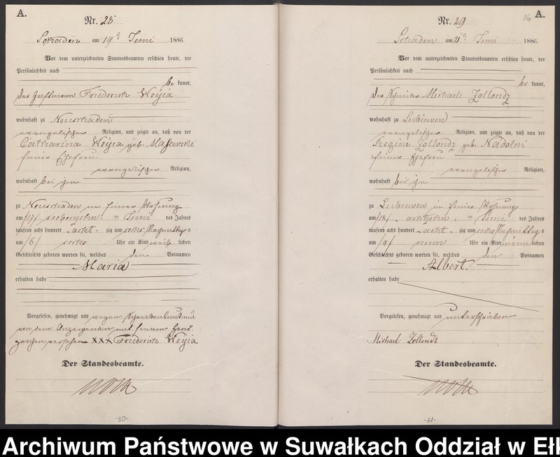 image.from.unit.number "Geburts-Haupt-Register des Königlich Preussischen Standes-Amtes Schaden Kreis Sensburg"