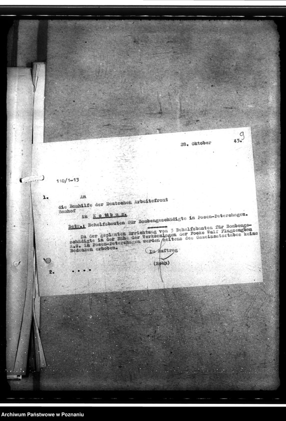 Obraz 16 z jednostki "Bau von Behelfsheimen bei den Focke - Wulfwerken - Kreising. Lagepläne (Krzesiny powiat Poznań)"