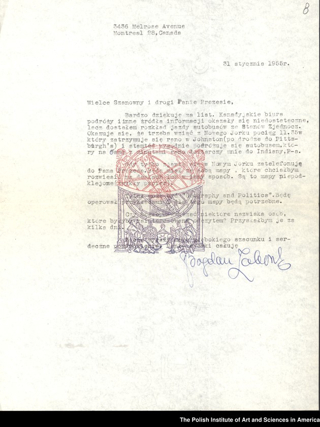 image.from.unit.number "General PIASA correspondence (1955). Letters of Florian Znaniecki and Witold Gombrowicz"