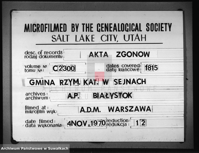 image.from.unit.number "Akta stanu cywilnego zeszłych w gminie seyneńskiey od 1-go stycznia 1815 roku."