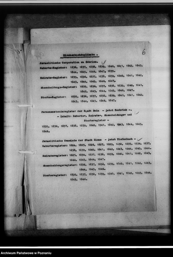 Obraz 10 z jednostki "Register der Juden, Dissidenten und Kirchenbuchduplikate [powiaty: śremski, średzki i wolsztyński]"