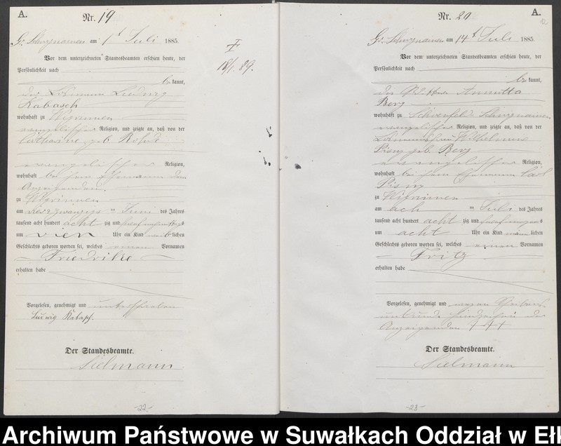 image.from.unit.number "Geburts-Haupt-Register des Königlich Preussischen Standes-Amtes Ukta Kreis Sensburg"