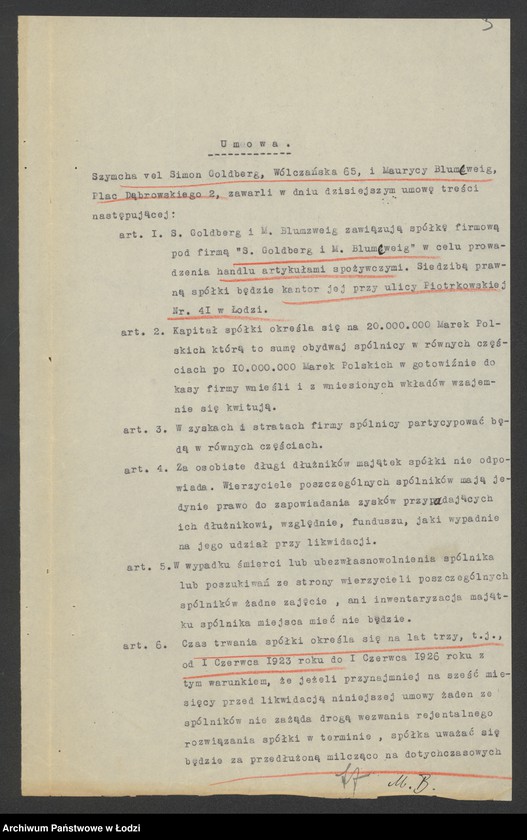Obraz 5 z jednostki "Sz. Goldberg i M. Blumzweig – handel artykułami spożywczymi"