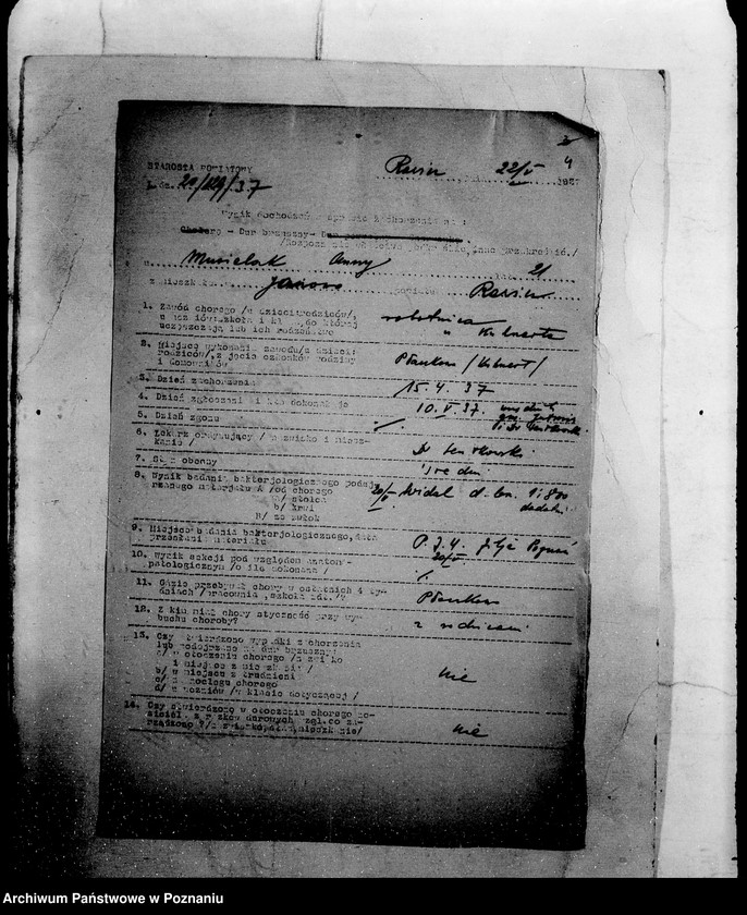 Obraz 8 z jednostki "/Wynik dochodzeń w sprawie zachorzenia na dur brzuszny/"