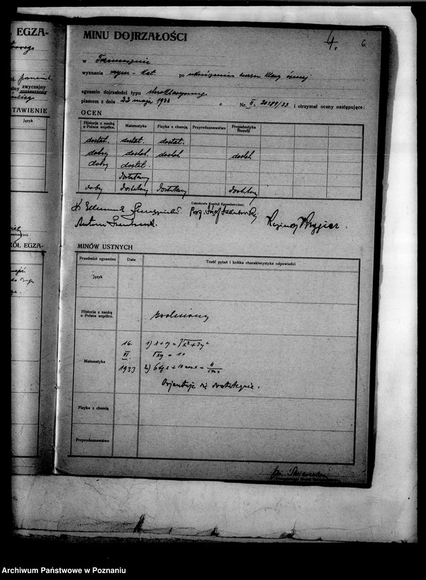 Obraz 9 z jednostki "Protokoły egzaminu dojrzałości Państwowego Gimnazjum Klasycznego- Trzemeszno"