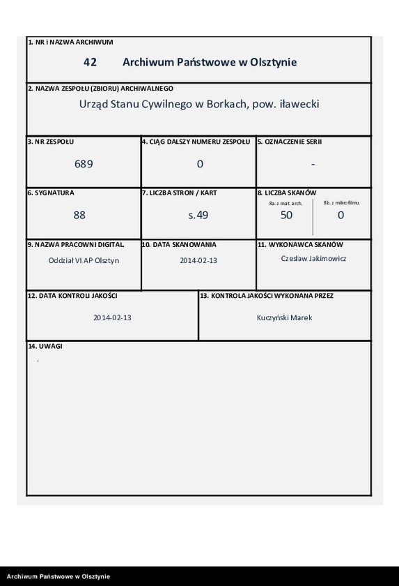 Obraz 1 z jednostki "Geburts-Neben-Register Nr 1 - 48"