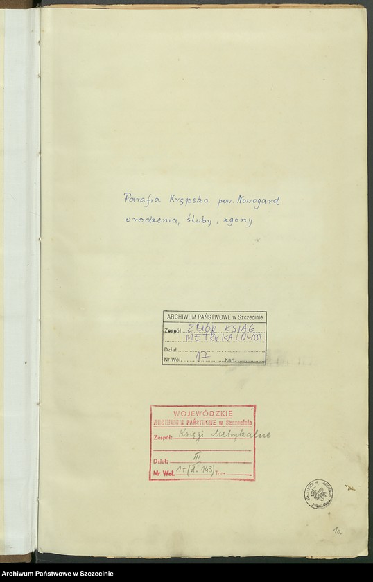 image.from.unit.number "Geburst-, Trau-, Sterberegister Hackenwalde (Krępsko). St. Katharinen-Kirchengemeinde Gollnow."