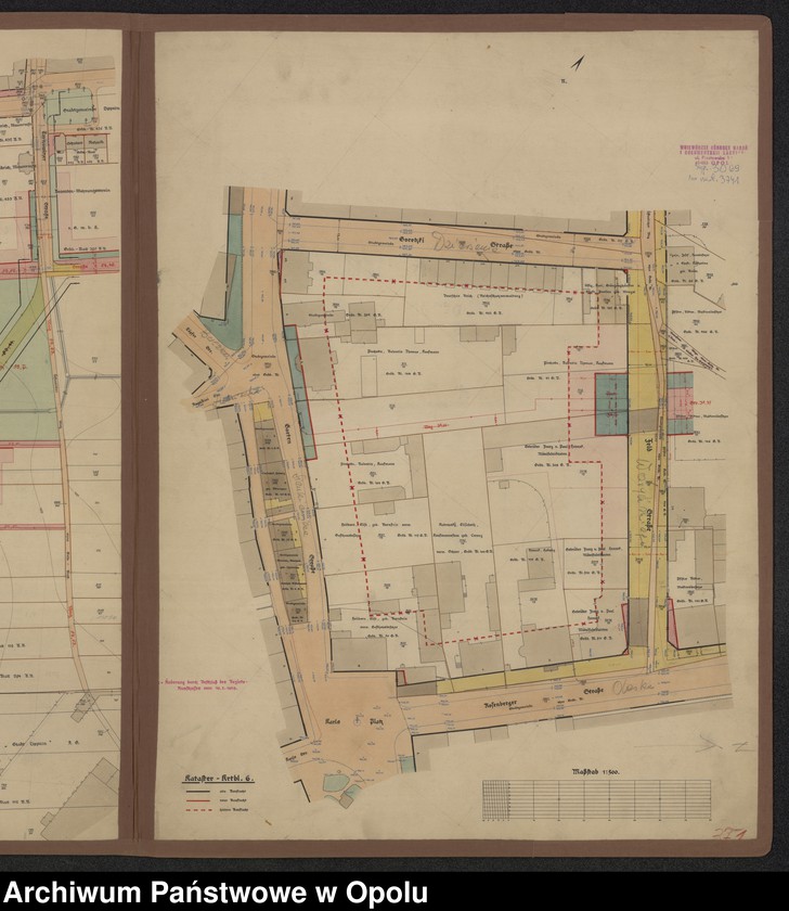 Obraz 3 z jednostki "Bebauungs-Plan des Blockes: Zimmer-, Tarnowitzer-, Gr. Strehlitzer- u. Königs Str. [Przedmieście Bytomskie (Opole, miasto) plan zabudowy ulic: a) 1-go Maja, Wapiennej, Strzeleckiej, Plebiscytowej b) oraz Dzierżonia, Sienkiewicza, Oleskiej i Waryńskiego]"