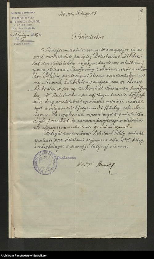 image.from.unit.number "Dokumenty Do aktów zaślubionych Smolańskiej R.K. Paraji za 1929 rok"