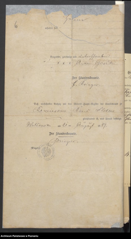 Obraz 8 z jednostki "Die von den Verlobten beigebrachten Urkunden zur Eheschliessung pro 1901. Vol I"