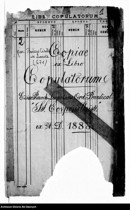 image.from.unit.number "Parafia: Lwów, parafia Bożego Ciała (Dominikanów). Dekanat: Lwów. Kopie z ksiąg metrykalnych śl. dla parafii."